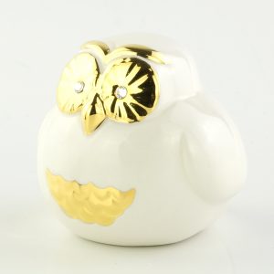 GIARDINO Статуэтка сова Н7,5 см, керамика, цвет белый, декор золото, Crystal