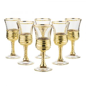 NEW DRINK Bicchiere di vino / acqua, set di 6 pezzi, cristallo / decor oro 24K