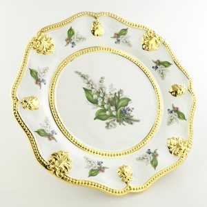 PRIMAVERA Piatto con decorazione dia.23,5 cm, ceramica, Colore Bianco, Decorazione oro