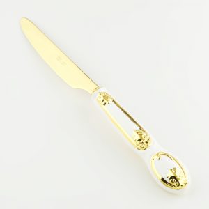 PRIMAVERA Table knife with decor, ceramic/stainless steel, color white, decor gold