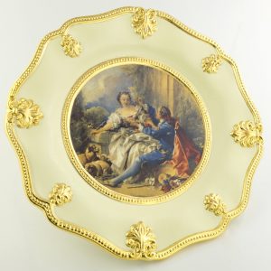 BAROQUE Plate with decor diam.31 cm, ceramic, cream color, decor gold