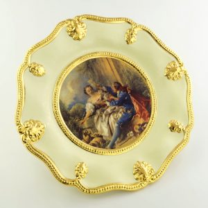 BAROQUE Plate with decor diam.26.5 cm, ceramic, cream color, decor gold
