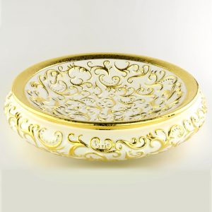 DUBAI Dish with decor 35 cm, ceramic, color white, decor gold