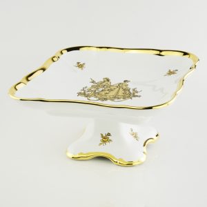 FIORI GOLD Dish on the base of 22x22x11 cm, ceramic, color white, decor gold