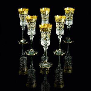 IMPERIA 130ml champagne glass, set of 6 pcs, crystal/decor 24K gold