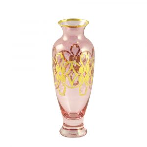 VENEZIA Vaso H 16cm, cristallo rosa / decorazione oro 24K