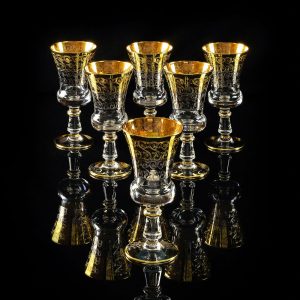 CREMONA Bicchiere da vino / acqua da 300 ml, set da 6 pezzi, cristallo / decorazione oro 24 carati