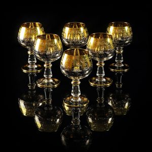 CREMONA Bicchiere di cognac da 350 ml, set da 6 pezzi, cristallo / decorazione oro 24 carati