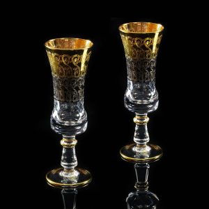 CREMONA Bicchiere di champagne 200ml, set di 2 pezzi, cristallo / decor oro 24K