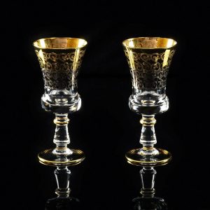 CREMONA Bicchiere da vino / acqua da 300 ml, set da 2 pezzi, cristallo / decorazione oro 24 carati