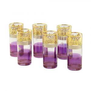 LUCIANA Bicchiere da 400 ml, set da 6 pezzi, cristallo viola / DECOR oro 24K