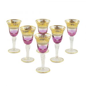 LUCIANA Bicchiere da 100 ml, set di 6 pezzi, cristallo viola / DECOR oro 24K