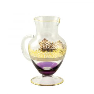 LUCIANA Brocca 1L. H 23cm, cristallo viola / decorazione oro 24K