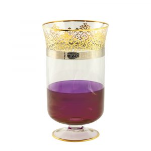 LUCIANA Vaso H32cm, cristallo viola / decorazione oro 24K
