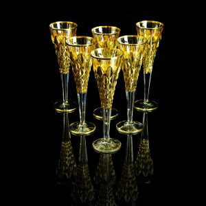 GOLDEN DREAM Champagne glass 180 ml, set of 6 pcs, crystal/gold 24K