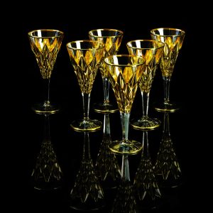 GOLDEN DREAM Bicchiere da vino / acqua da 300 ml, set da 6 pezzi, cristallo / oro 24 carati