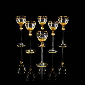 OPERA Bicchiere da 80 ml, set da 6 pezzi, cristallo / decorazione oro 24K