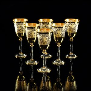 VITTORIA Bicchiere da vino/acqua da 250 ml, set da 6 pezzi, cristallo / decorazione oro 24 carati