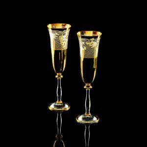 VITTORIA Бокал для шампанского 200мл, набор 2 шт, хрусталь/декор золото 24К