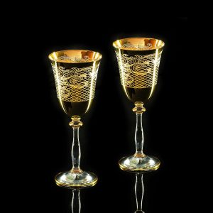 VITTORIA Bicchiere da vino/acqua da 250 ml, set da 2 pezzi, cristallo / decorazione oro 24 carati