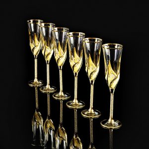 DELIZIA Бокал для шампанского 190мл, набор 6 шт, хрусталь/декор золото 24К
