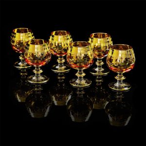 DINASTIA AMBRA Cognac glass 400ml, set of 6 pcs, amber crystal/decor gold 24K