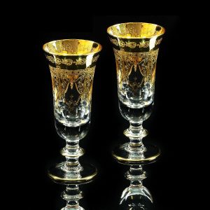 DINASTIA Bicchiere di champagne 220ml, set di 2 pezzi, cristallo / decor oro 24K