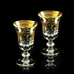 DINASTIA Bicchiere da vino / acqua da 220 ml, set da 2 pezzi, cristallo / decorazione oro 24 carati