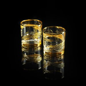 IDALGO Bicchiere da whisky da 300 ml, set da 2 pezzi, cristallo ambra