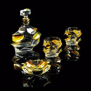 POCKER Комплект для виски: графин 850мл + 2 стакана 300мл, хрусталь/декор золото 24К