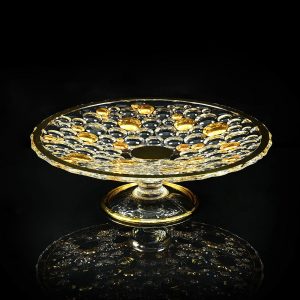 DECOR Piatto D35cm, cristallo / decorazione oro 24K