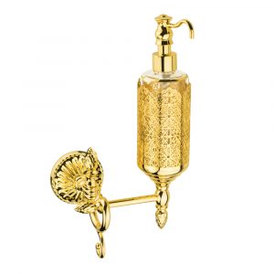 Dispenser di sapone liquido a parete, decorazione in vetro oro / oro