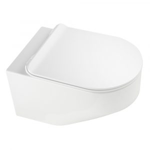 JOY Set WC appeso, ceramica bianca con coperchio / sedile, bianco / cromo