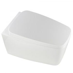 UNICA  Set WC appeso, ceramica bianca con coperchio / sedile, bianco / cromo