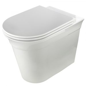 MONACO Set WC a pavimento, ceramica bianca con coperchio / sedile, bianco / cromo